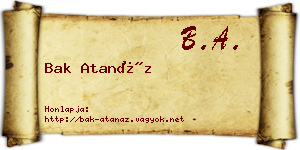 Bak Atanáz névjegykártya